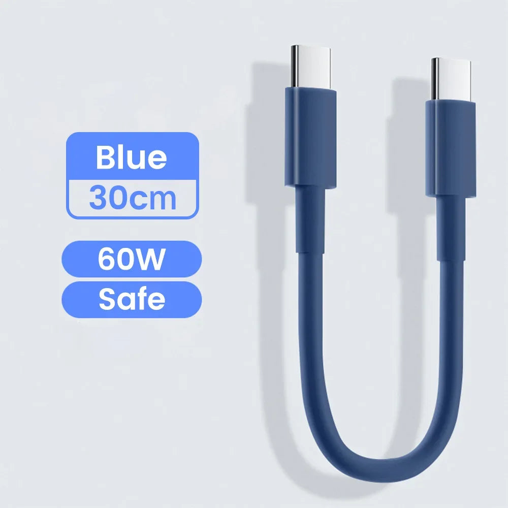 Short 30Cm Type C to USB C Cable Fast Charging for Iphone15 Xiaomi Samsung Huawei Power Bank 25Cm USB to Type C/USB C Data Cable