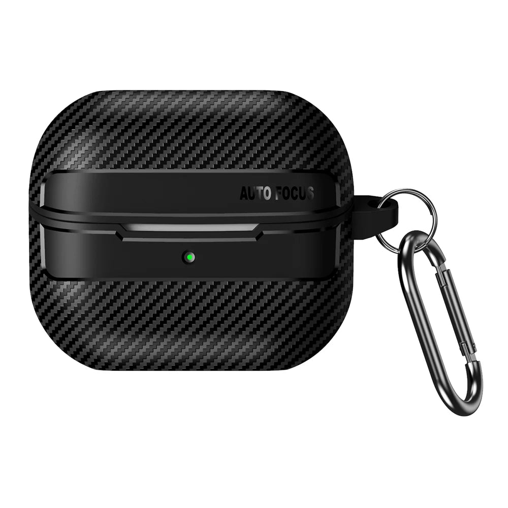 Carbon Fiber Earphone Protector Case for Samsung Galaxy Buds3 / Buds 3 Pro Case Protective Sleeve Cover with Keyring Accessories