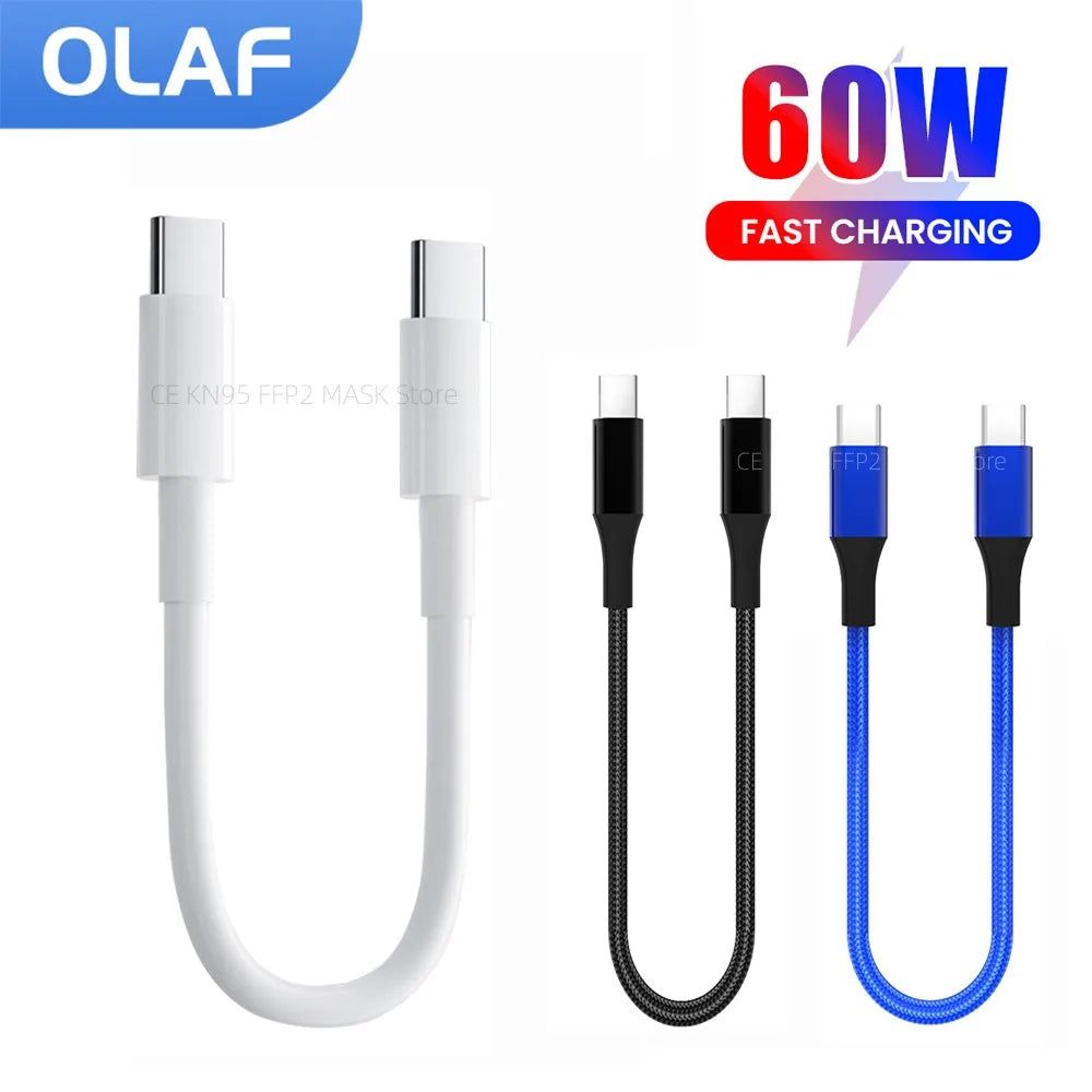 Short 30Cm Type C to USB C Cable Fast Charging for Iphone15 Xiaomi Samsung Huawei Power Bank 25Cm USB to Type C/USB C Data Cable