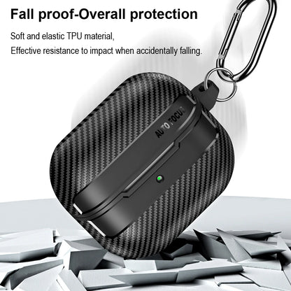 Carbon Fiber Earphone Protector Case for Samsung Galaxy Buds3 / Buds 3 Pro Case Protective Sleeve Cover with Keyring Accessories