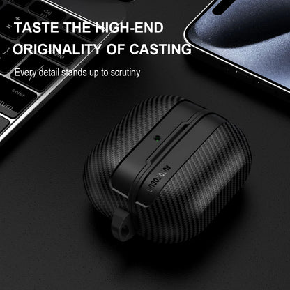 Carbon Fiber Earphone Protector Case for Samsung Galaxy Buds3 / Buds 3 Pro Case Protective Sleeve Cover with Keyring Accessories