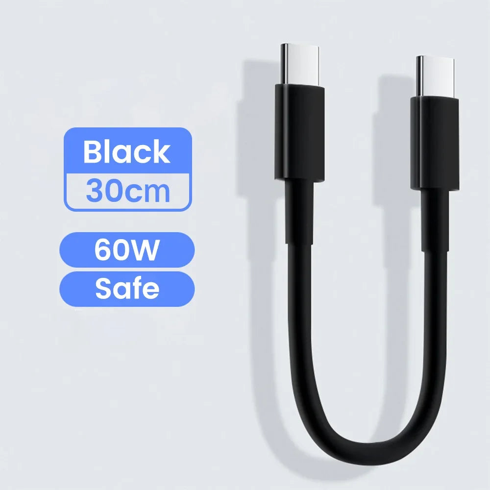 Short 30Cm Type C to USB C Cable Fast Charging for Iphone15 Xiaomi Samsung Huawei Power Bank 25Cm USB to Type C/USB C Data Cable