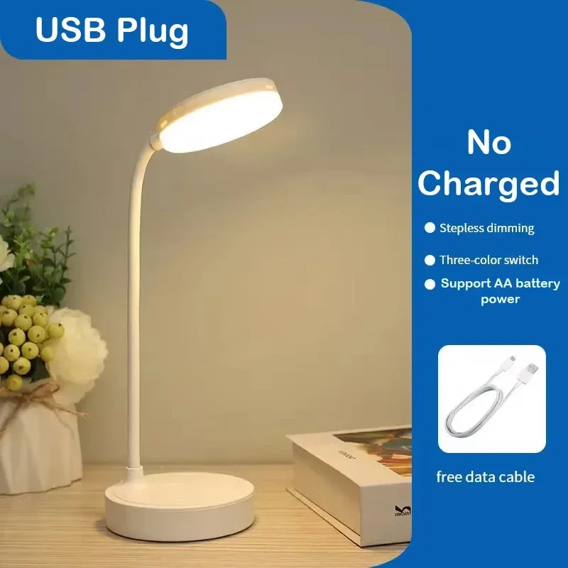 Portable LED Desk Lamp Eye Protection 3 Modes Dimming for Bedroom Bedside USB Touch Charge College Student Book Readin Lamp2024