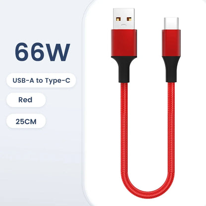 Short 30Cm Type C to USB C Cable Fast Charging for Iphone15 Xiaomi Samsung Huawei Power Bank 25Cm USB to Type C/USB C Data Cable
