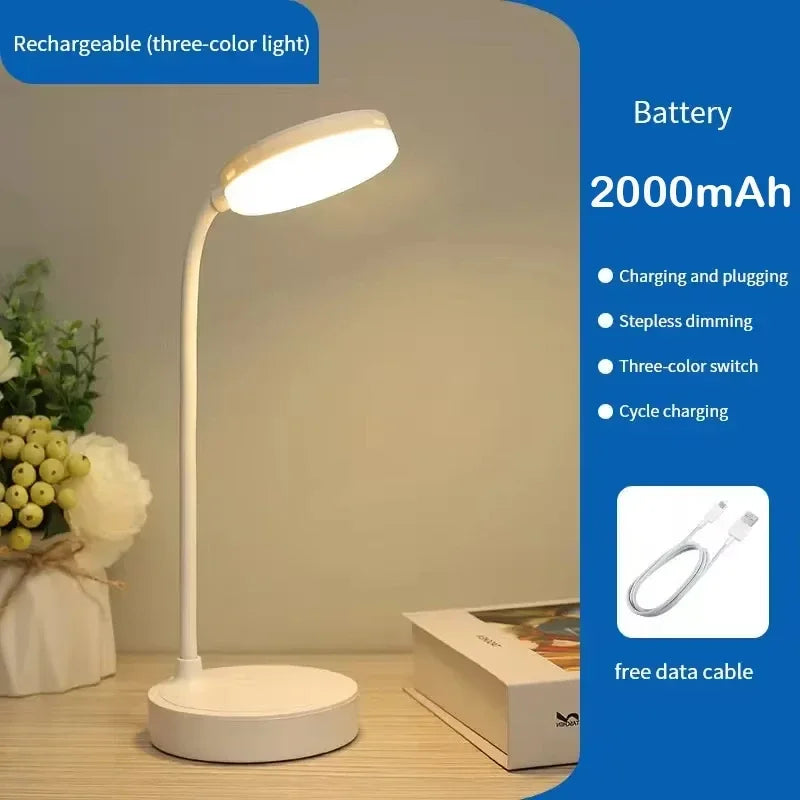 Portable LED Desk Lamp Eye Protection 3 Modes Dimming for Bedroom Bedside USB Touch Charge College Student Book Readin Lamp2024