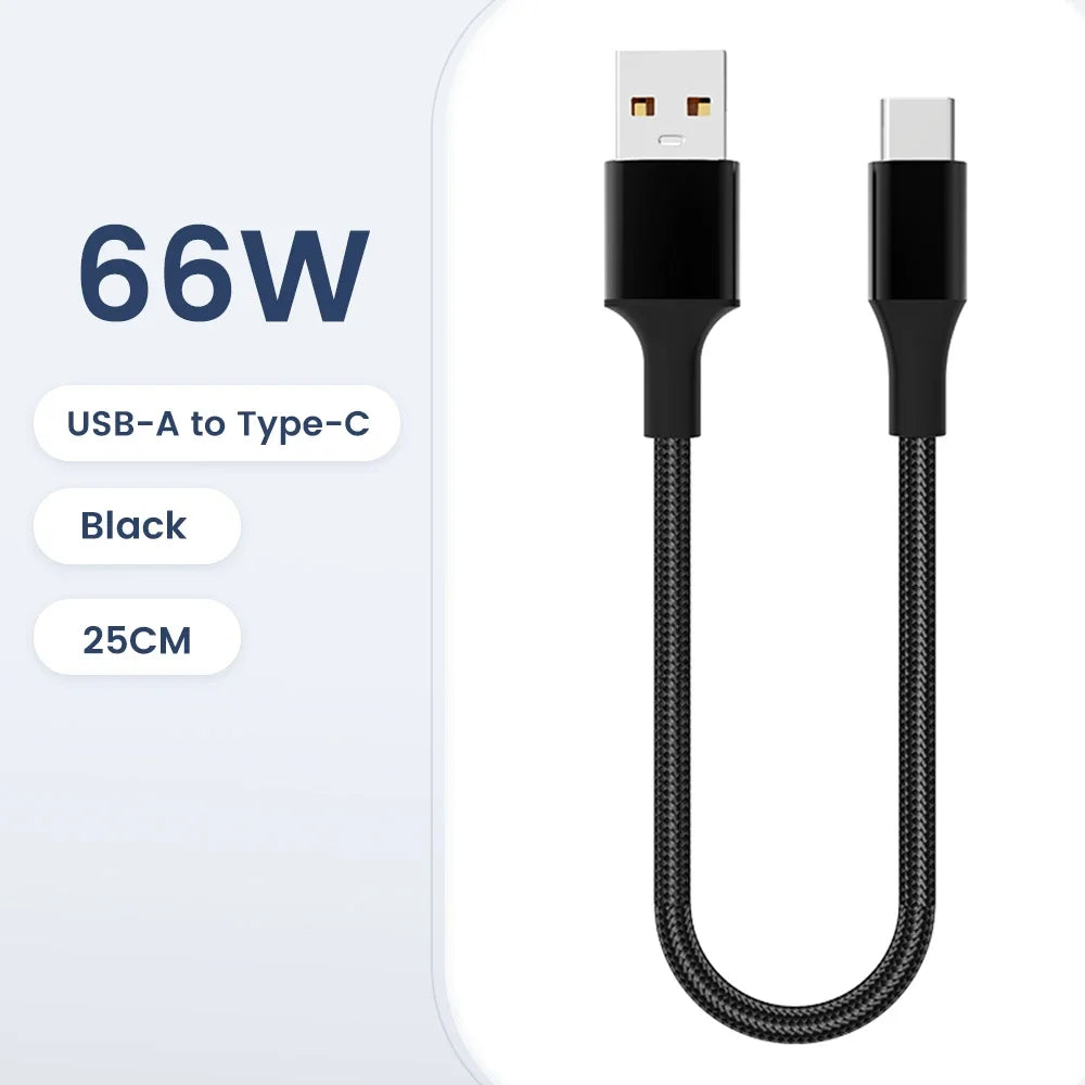 Short 30Cm Type C to USB C Cable Fast Charging for Iphone15 Xiaomi Samsung Huawei Power Bank 25Cm USB to Type C/USB C Data Cable