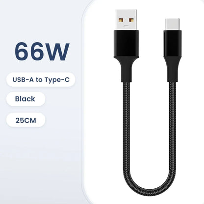 Short 30Cm Type C to USB C Cable Fast Charging for Iphone15 Xiaomi Samsung Huawei Power Bank 25Cm USB to Type C/USB C Data Cable