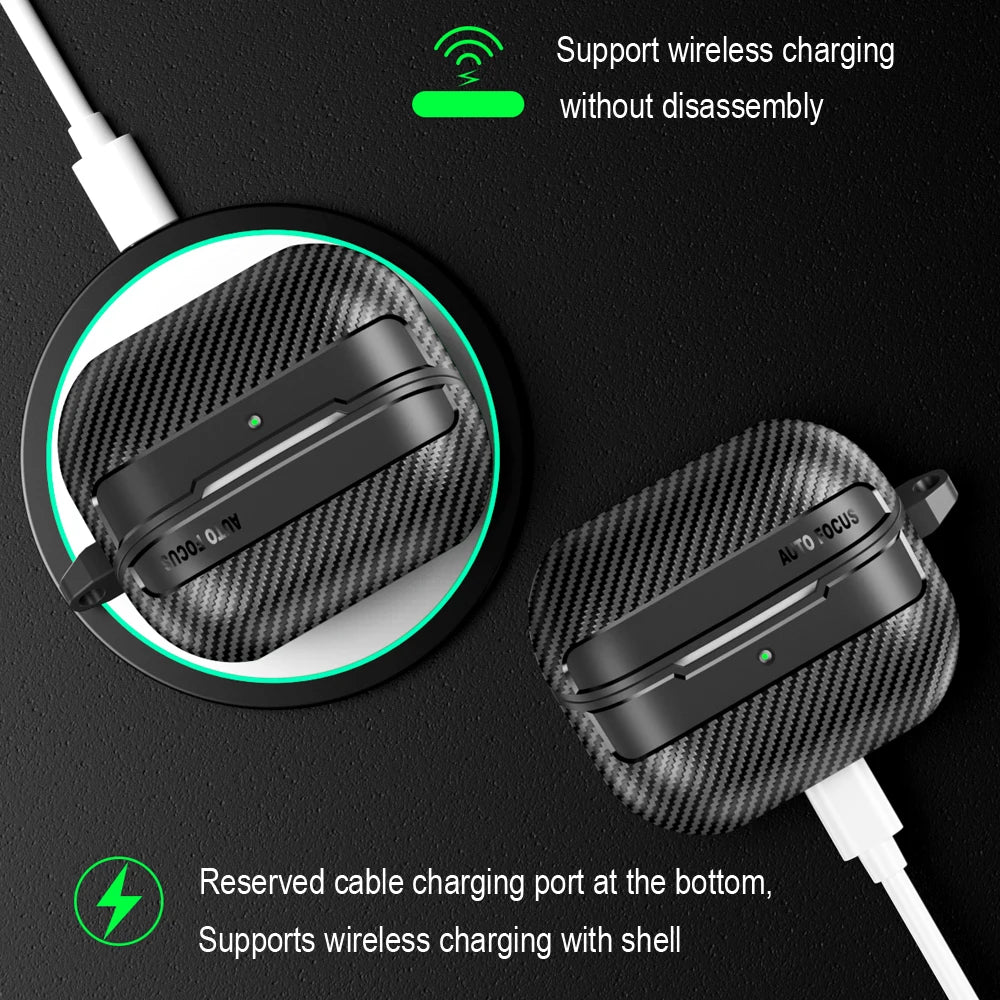 Carbon Fiber Earphone Protector Case for Samsung Galaxy Buds3 / Buds 3 Pro Case Protective Sleeve Cover with Keyring Accessories